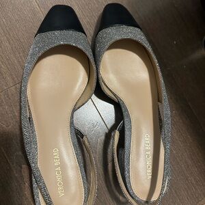 Veronica Beard Silver and Black Heels